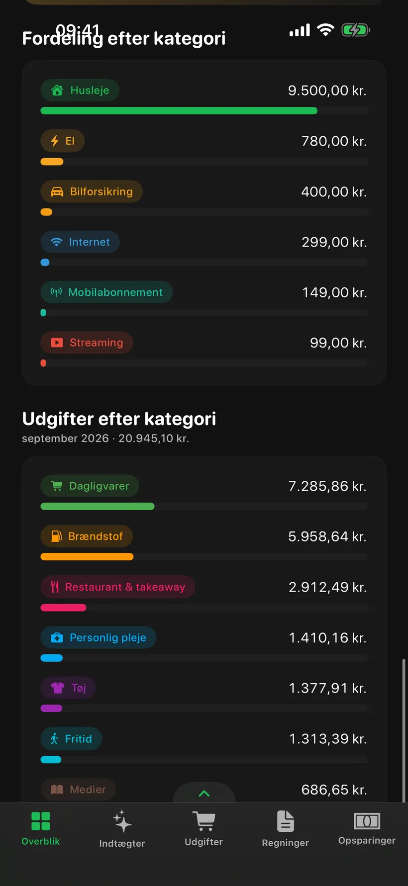 12-måneders forløb og budgetter i huusbook